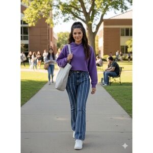 pacsun womens jeans white striped Front. 28" Waist,  12" Rise, 32" Inseam....